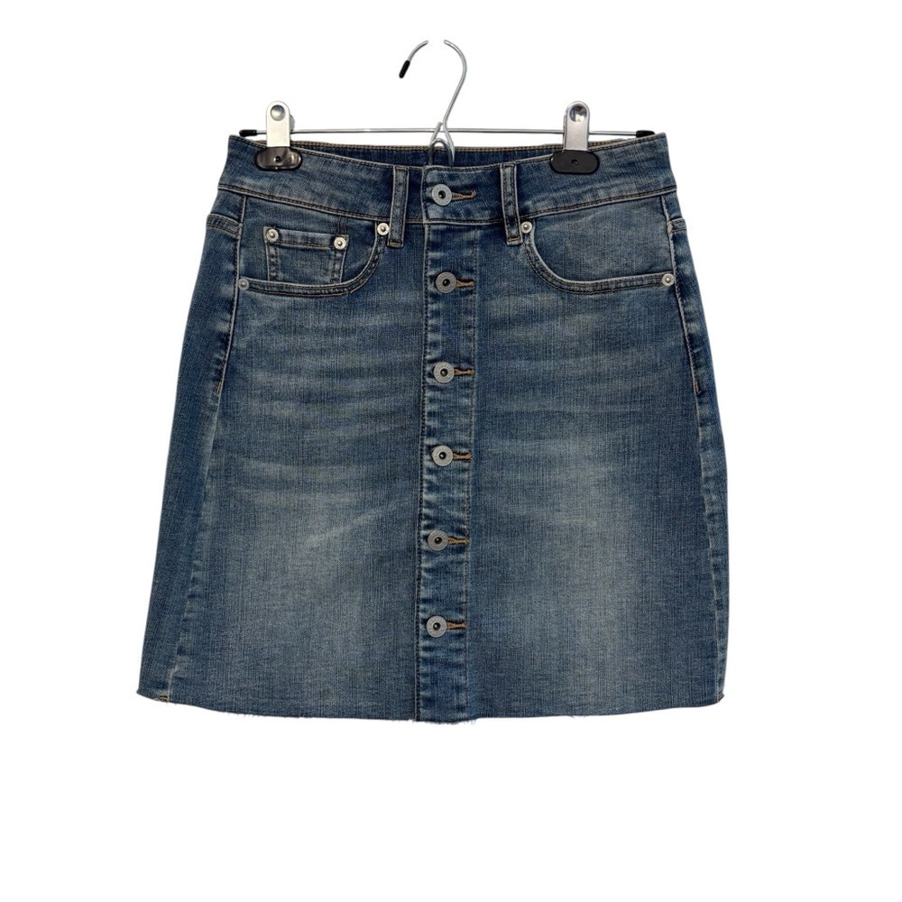 Chelsea & Violet Medium Wash Button Front Denim Mini Skirt Size 25